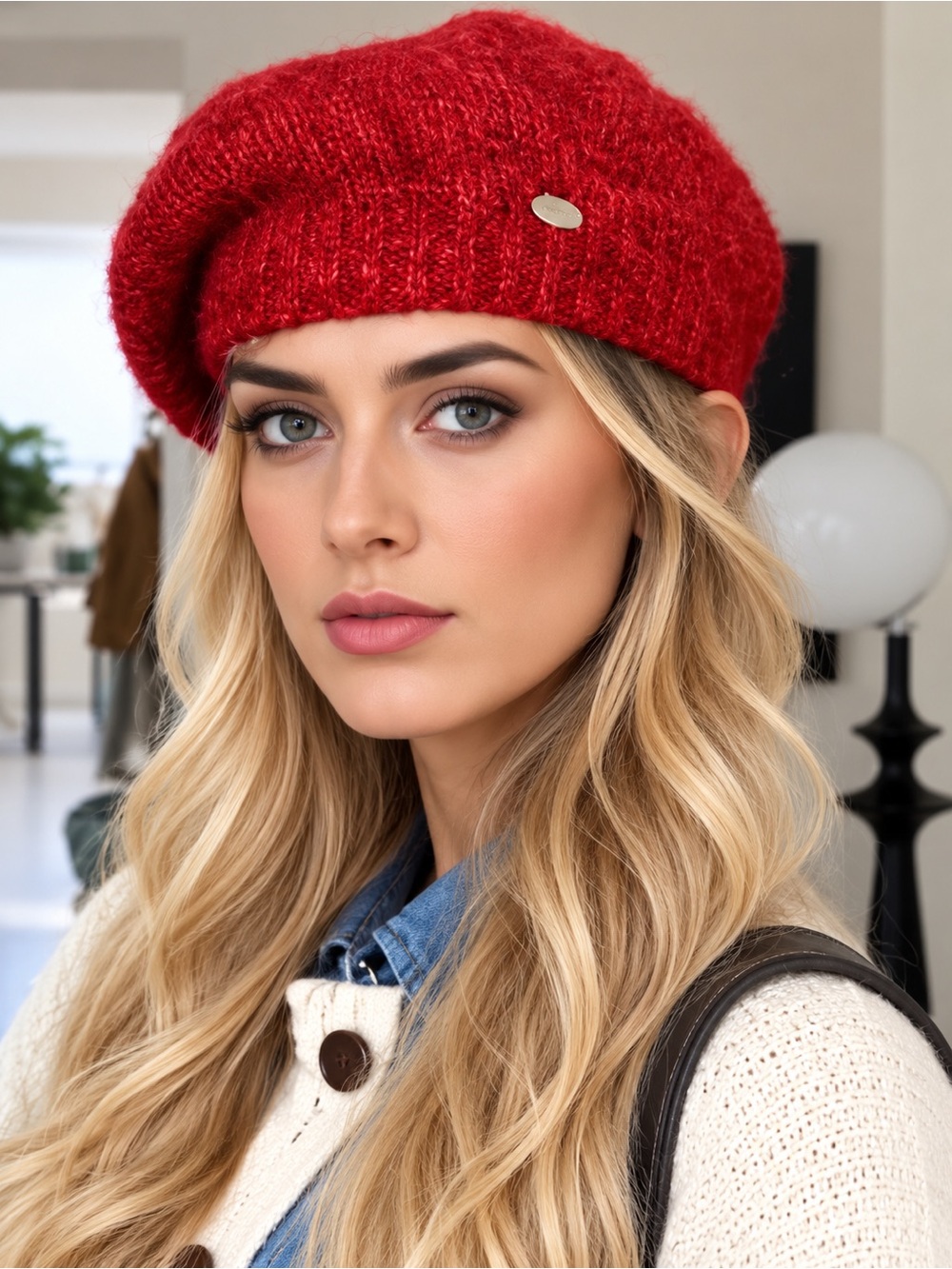 Red Knit Beret Hat - Classic Women’s Accessories